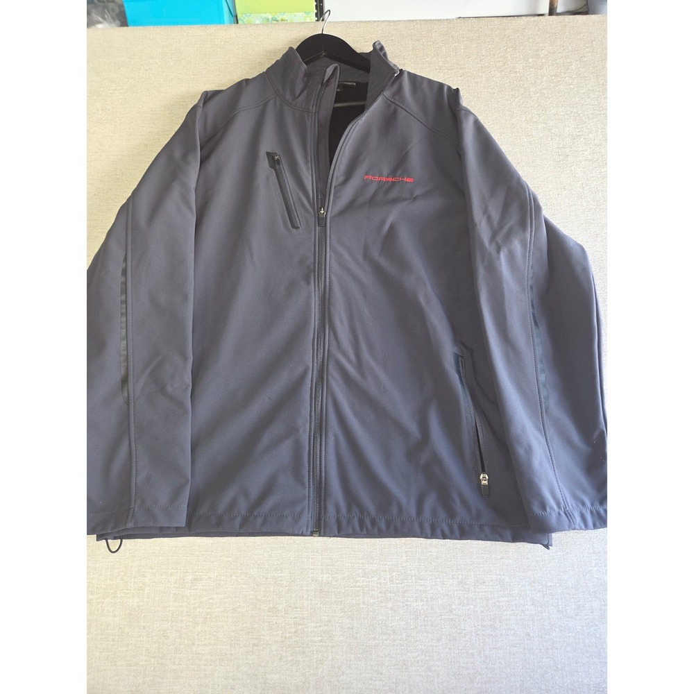 Porsche Soft Shell Jacket Mens XL Gray Full Zip Embroidered Logo Port Authority